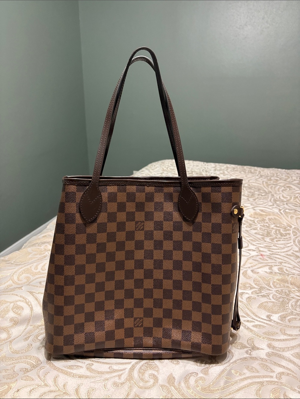 Louis Vuitton Brown Checkered Tote with Pink Lining - Picture 3 of 7